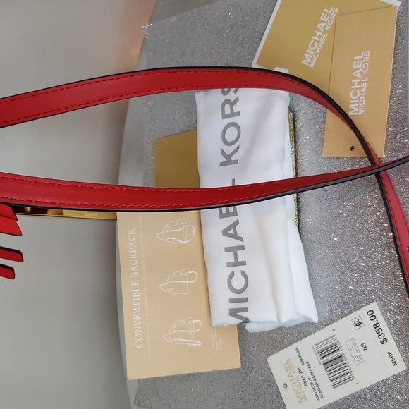 🎉2xHP🎉Michael Kors ♥️NWT♥️ Rhea Zip XS Backpack in Fire Engine Red!♥️♥️♥️ - Picture 11 of 16